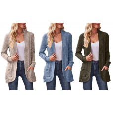 Women's Ribbed Long Sleeve Cardigan